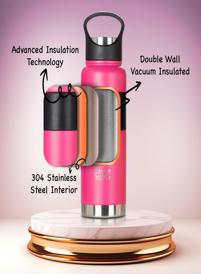 SENS HydraTitan Stainless Steel Bottle with Advanced Insulation Technology, Hot or Cold up to 24 Hours | Leak Proof |BPA Free |Gym Bottle | Adults |750ml | Pink - Image 2